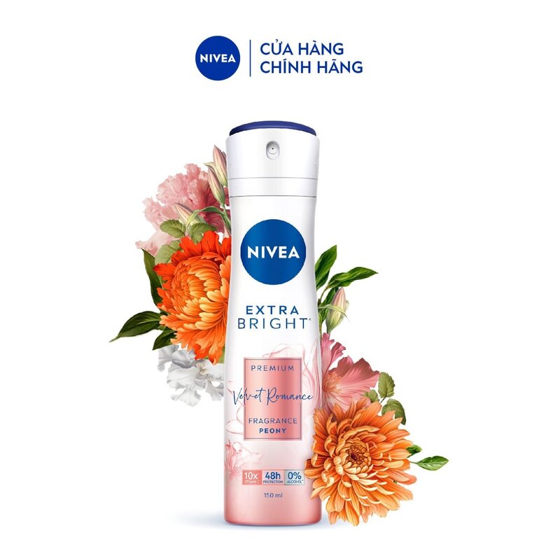 Xịt Khử Mùi Nivea Dưỡng Sáng Hương Hoa Mẫu Đơn 150ml Hasaki vn