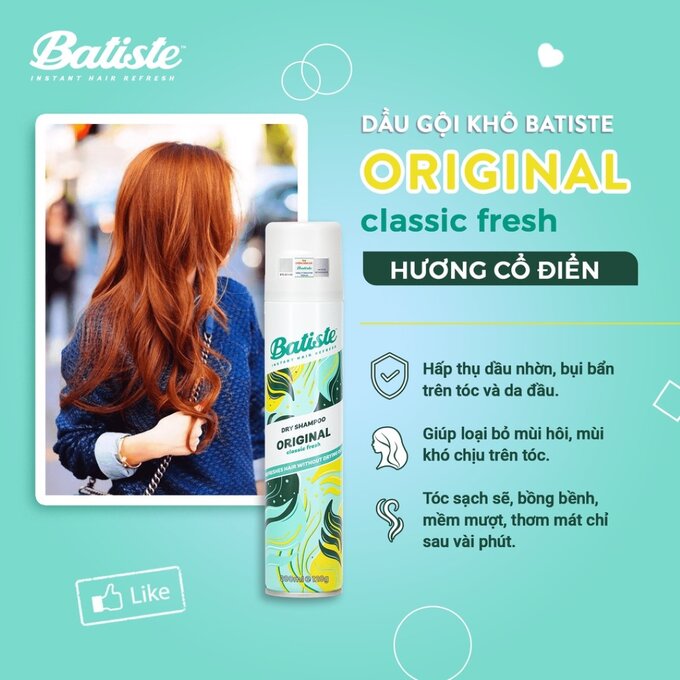 Dầu Gội Khô Batiste Hương Cổ Điển Nguyên Bản 200ml