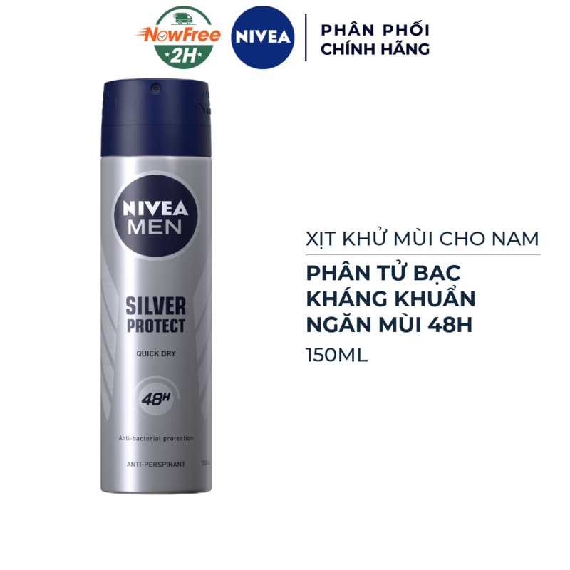 Xịt Khử Mùi Nivea Men Phân Tử Bạc Kháng Khuẩn 150ml