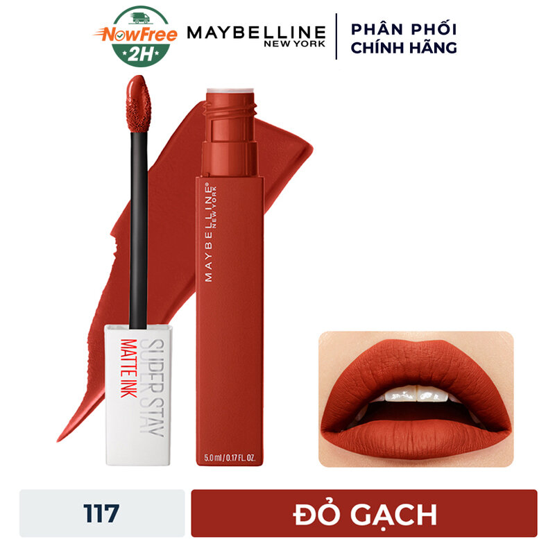 Son Kem Lì Maybelline 16h Lâu Trôi #117 Đỏ Gạch 5ml