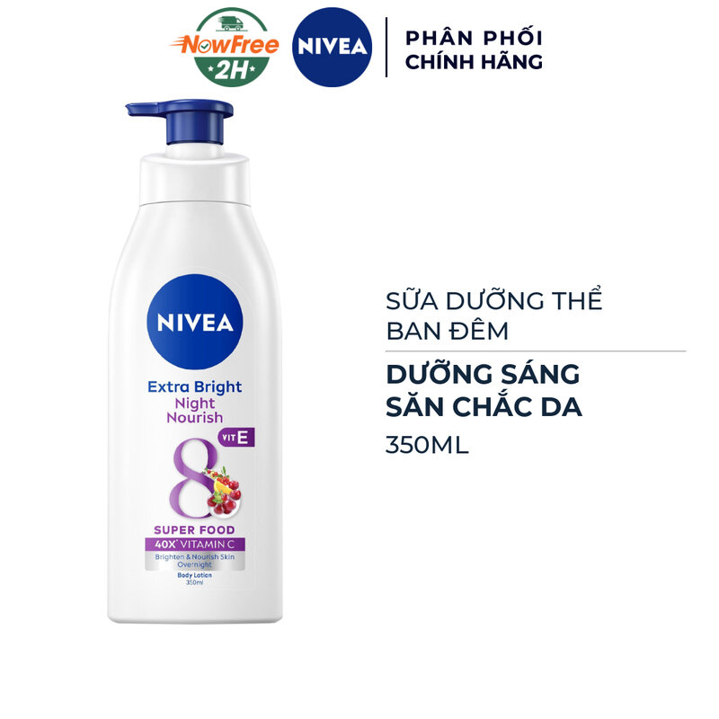 Sữa Dưỡng Thể Nivea Sáng Da Ban Đêm Từ 8 Super Food 350ml