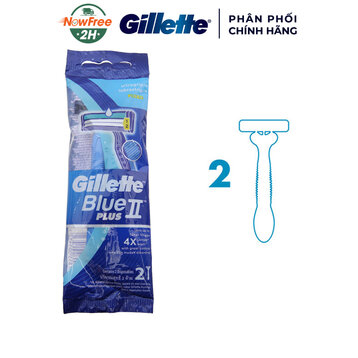 Dao Cạo Gillette Blue II Plus Cán Xanh (2 Cây)