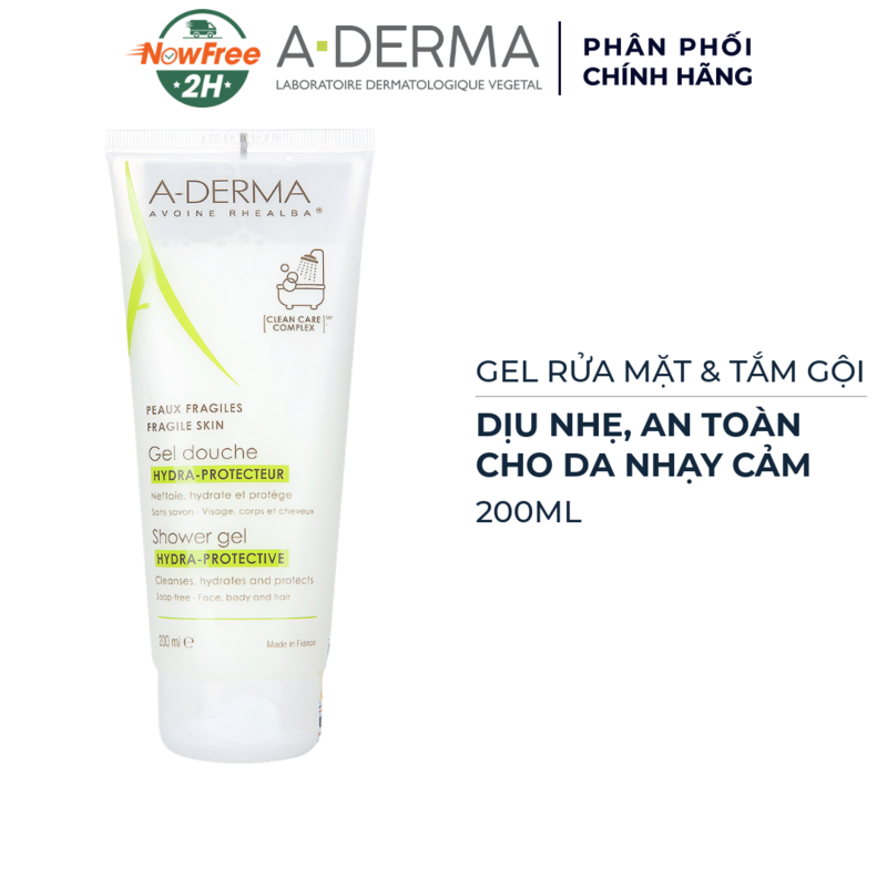 Gel Rửa Mặt & Tắm Gội A-Derma Dịu Nhẹ Cho Da 200ml