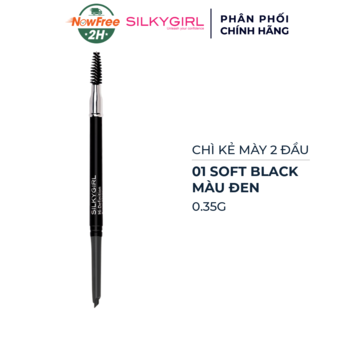 Chì Kẻ Mày Silkygirl 2 Đầu Màu Đen 01 Soft Black 0.35g