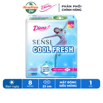 Băng Vệ Sinh Diana Cool Fresh Mát Lạnh Siêu Mỏng Cánh 8M