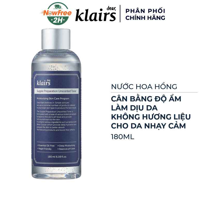 Nước Hoa Hồng Klairs Không Mùi Cho Da Nhạy Cảm 180ml