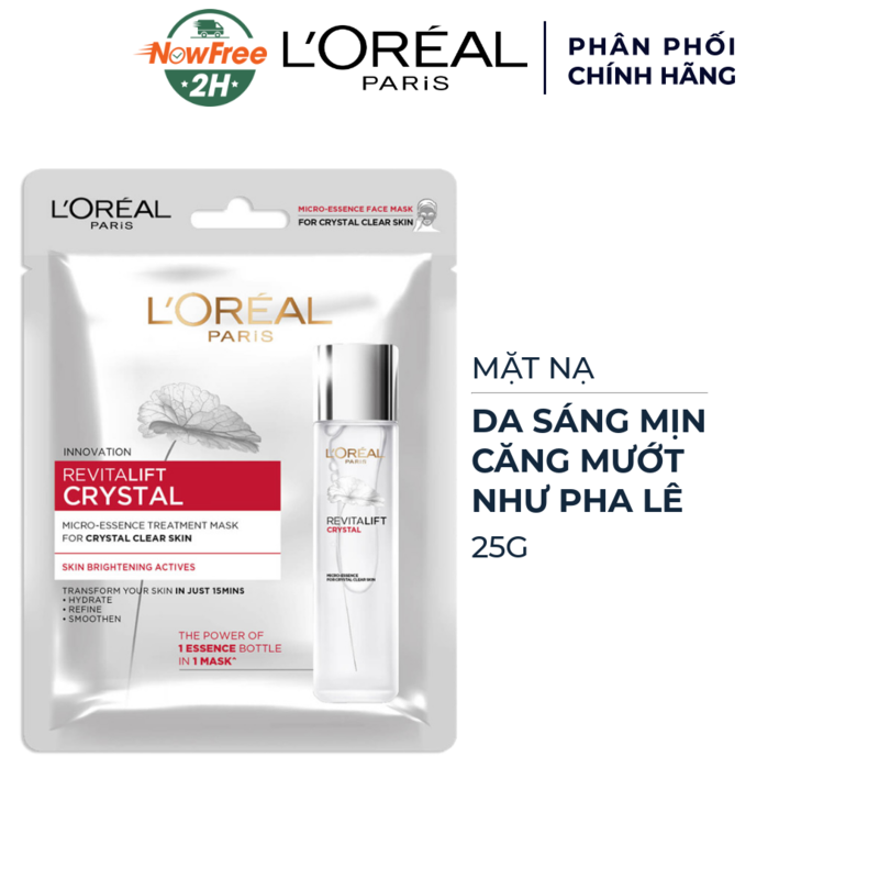 Mặt Nạ L'Oreal Dưỡng Da Pha Lê Trắng Sáng 1 Miếng