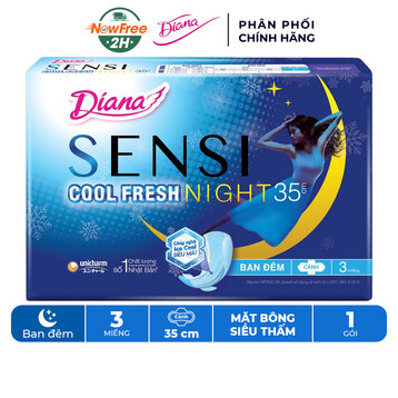 Băng Vệ Sinh Diana Sensi Cool Fresh Night 35cm Gói 3 Miếng