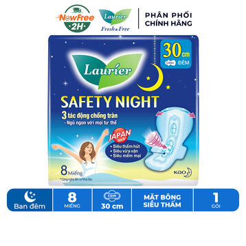 Băng Vệ Sinh Laurier Safety Night Ban Đêm 30cm 8 Miếng