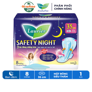 Băng Vệ Sinh Laurier Safety Night Ban Đêm 35cm 8 Miếng
