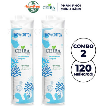 Combo 2 Bông Tẩy Trang Ceiba 100% Chất Liệu Cotton 120 Miếng