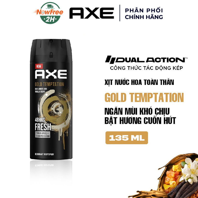 Xịt Khử Mùi AXE Cho Nam Hương Nước Hoa Gold Temptation 135ml