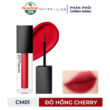 Son Kem Maybelline Mịn Lì CM01 Đỏ Hồng Cherry 6.4ml