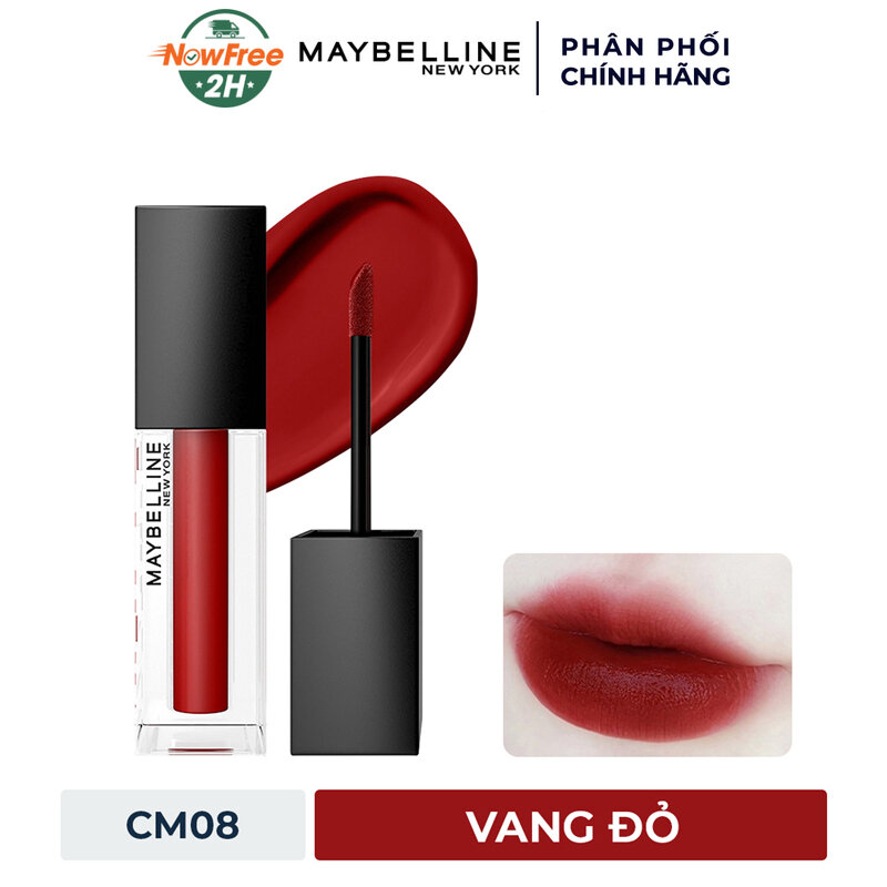 Son Kem Maybelline Mịn Lì Như Nhung CM08 Vang Đỏ 6.4ml