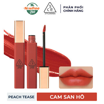 Son Kem Lì 3CE Mịn Nhẹ Peach Tease - Cam San Hô 4g