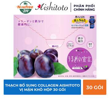 Thạch Bổ Sung Collagen Aishitoto Vị Mận Khô Hộp 30 Gói