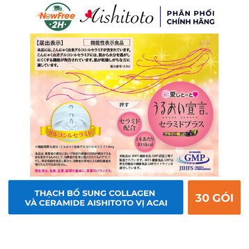 Thạch Bổ Sung Collagen Và Ceramide Aishitoto Vị Acai 30 Gói