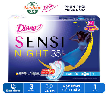 Băng Vệ Sinh Diana Sensi Night Ban Đêm 35cm Gói 3 Miếng