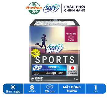 Băng Vệ Sinh Sofy Sports Mỏng Cánh 26cm 8 Miếng