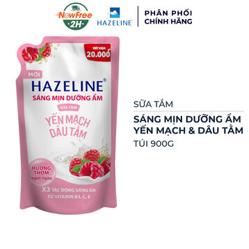 Sữa Tắm Hazeline Sáng Mịn Dưỡng Ẩm Yến Mạch & Dâu Tằm Túi 900g