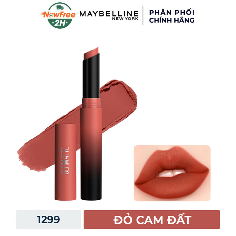 Son Lì Maybelline Mịn Môi Siêu Nhẹ 1299 Đỏ Cam Đất 1.7g