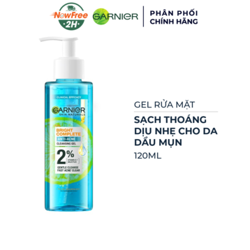 Gel Rửa Mặt Garnier Sạch Thoáng Dịu Nhẹ Cho Da Dầu Mụn 120ml