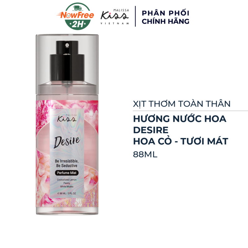 Xịt Thơm Toàn Thân Malissa Kiss Hương Nước Hoa Desire 88ml