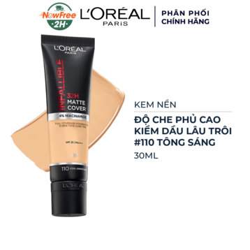 Kem Nền L’Oreal Che Phủ Cao, Kiềm Dầu #110 Tông Sáng 30ml