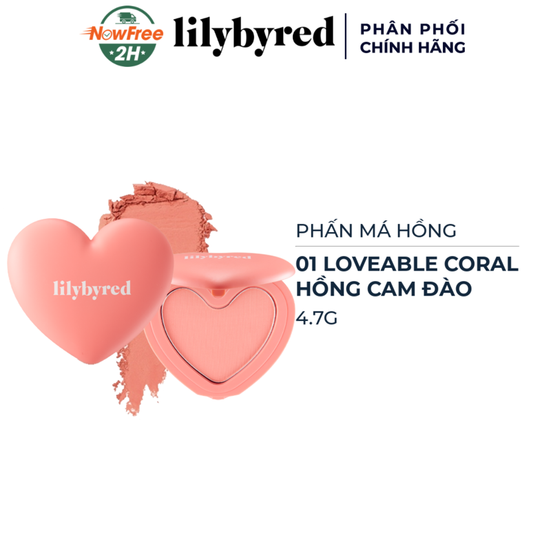 Phấn Má Hồng Lilybyred 01 Loveable Coral - Hồng Cam Đào 4.7g
