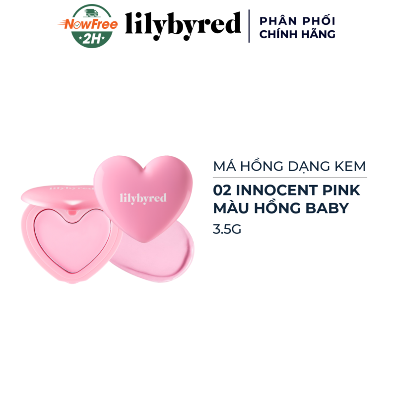 Má Hồng Lilybyred Dạng Kem 02 Innocent Pink - Hồng Baby 3.5g