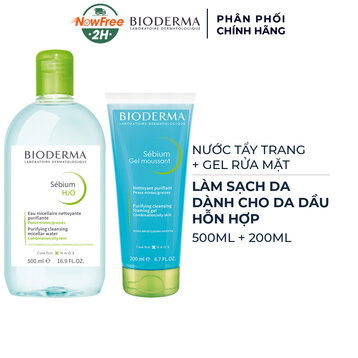 Combo Bioderma Nước Tẩy Trang 500ml + Gel Rửa Mặt Cho Da Dầu & Hỗn Hợp 200ml