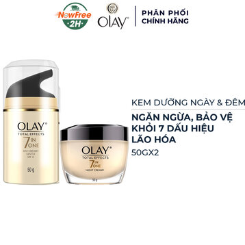 Combo Kem Dưỡng Olay Dịu Nhẹ, Ngừa Lão Hóa Ban Ngày & Ban Đêm 50g/Lọ