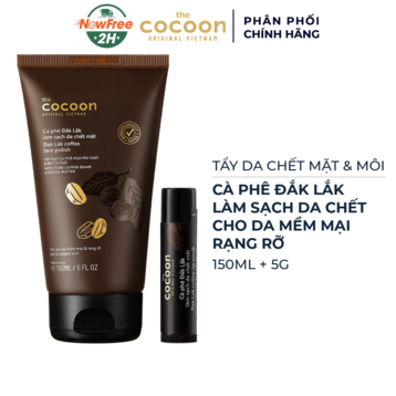 Combo Cocoon Tẩy Da Chết Mặt 150ml & Môi Từ Cà Phê Đắk Lắk (Không Hộp) 5g