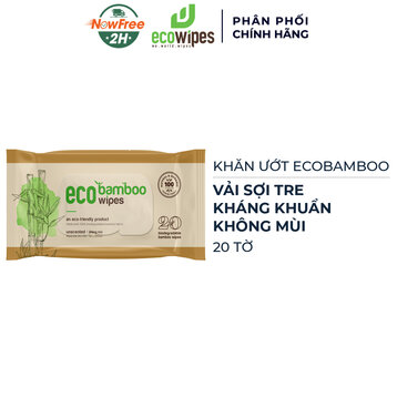 Khăn Ướt EcoWipes EcoBamboo Vải Sợi Tre Không Mùi Gói 20 Tờ