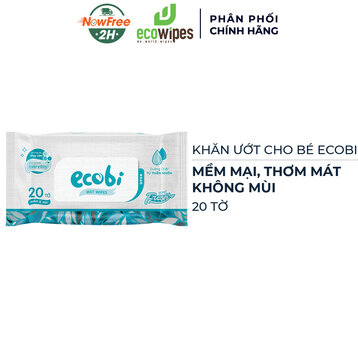 Khăn Ướt Cho Bé EcoWipes Ecobi Không Mùi Gói 20 Tờ