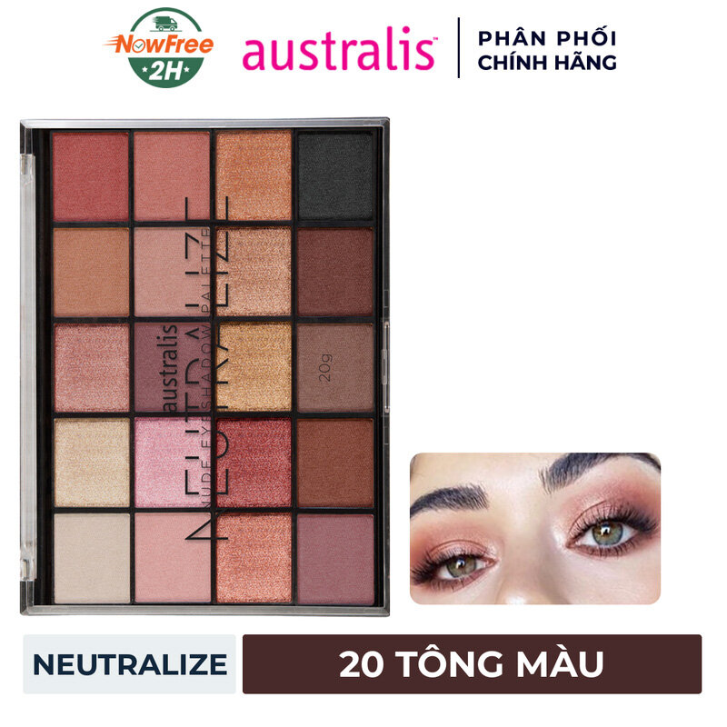 Bảng Phấn Mắt Australis 20 Màu Dạng Lì, Ánh Nhũ 20g