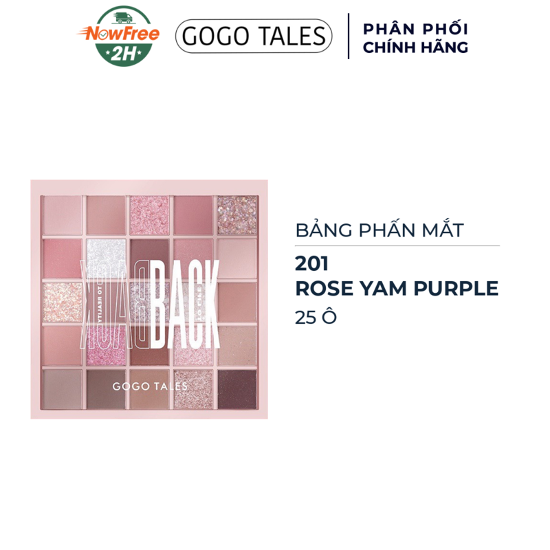 Bảng Phấn Mắt Gogo Tales Màu 201 Rose Yam Purple 25 Ô