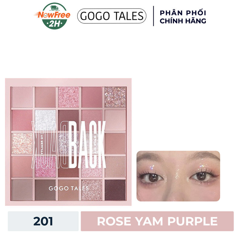 Bảng Phấn Mắt Gogo Tales Màu 201 Rose Yam Purple 25 Ô