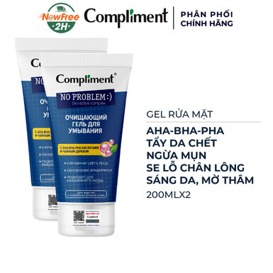 Combo 2 Gel Rửa Mặt Compliment AHA-BHA-PHA Tẩy Da Chết 200ml