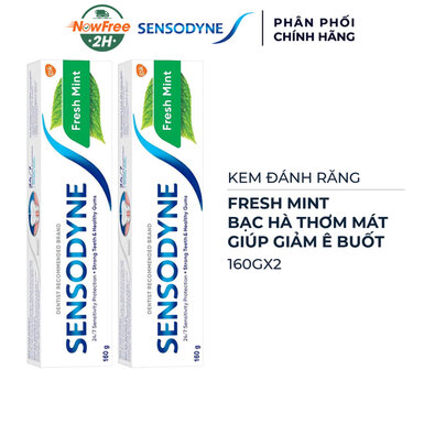 Bộ 2 Kem Đánh Răng Sensodyne Fresh Mint Bạc Hà The Mát 160g/tuýp