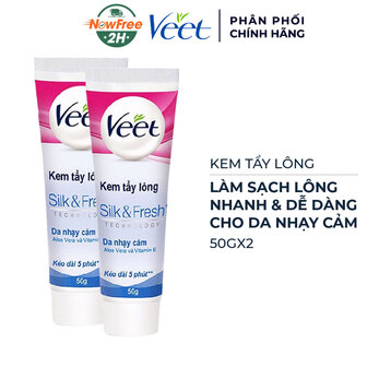Combo 2 Kem Tẩy Lông Veet Silk & Fresh Dành Cho Da Nhạy Cảm 50g