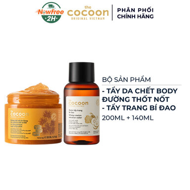 Combo Cocoon Tẩy Da Chết Toàn Thân Đường Thốt Nốt An Giang + Nước Tẩy Trang Bí Đao 200ml+140ml