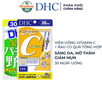 Combo Viên Uống DHC Vitamin C Gói 60 Viên & Rau Củ Quả Tổng Hợp Premium 120 Viên