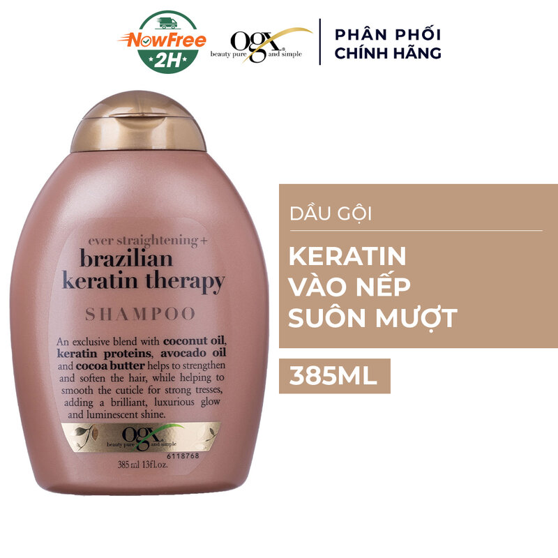 Dầu Gội OGX Keratin Vào Nếp Suôn Mượt 385ml 