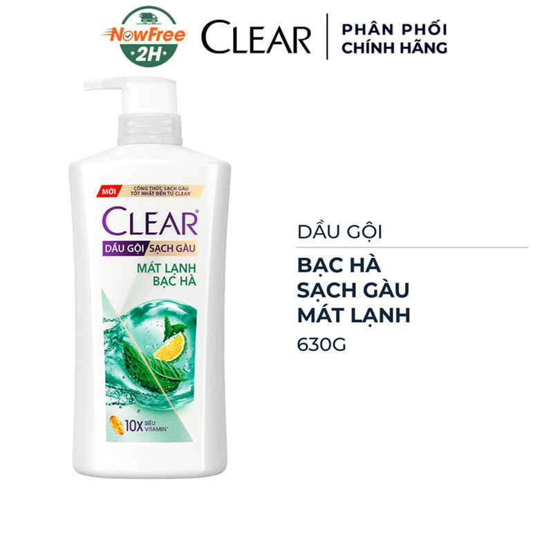 Dầu Gội Clear Sạch Gàu Mát Lạnh Bạc Hà 630g