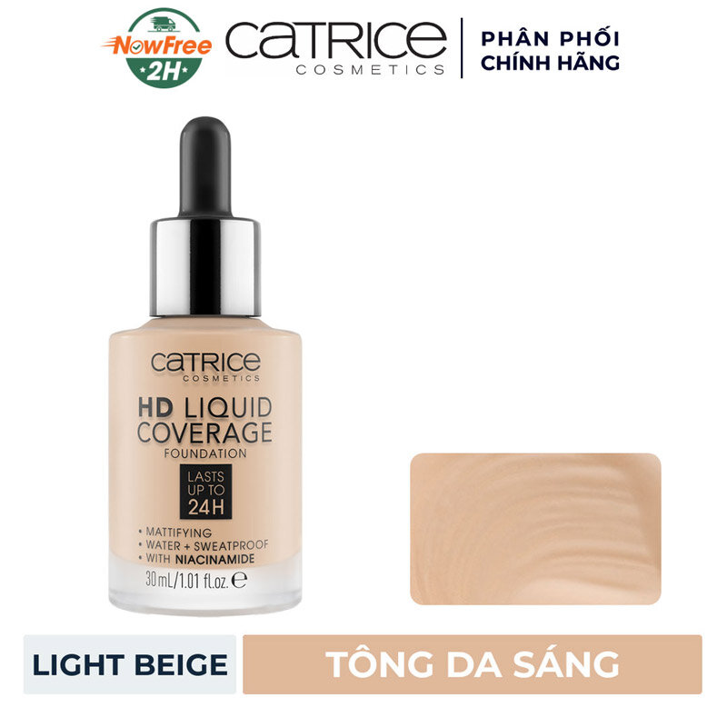 Kem Nền Catrice HD 24H Màu 010 Light Beige 30ml