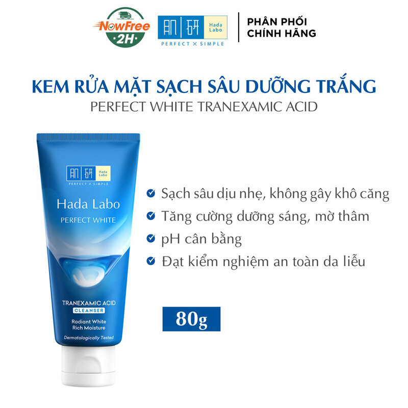 Kem Rửa Mặt Hada Labo Sạch Sâu, Dưỡng Sáng Da 80g