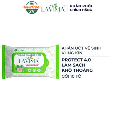 Khăn Ướt Vệ Sinh Vùng Kín Lavima Protect 4.0 Gói 10 Tờ