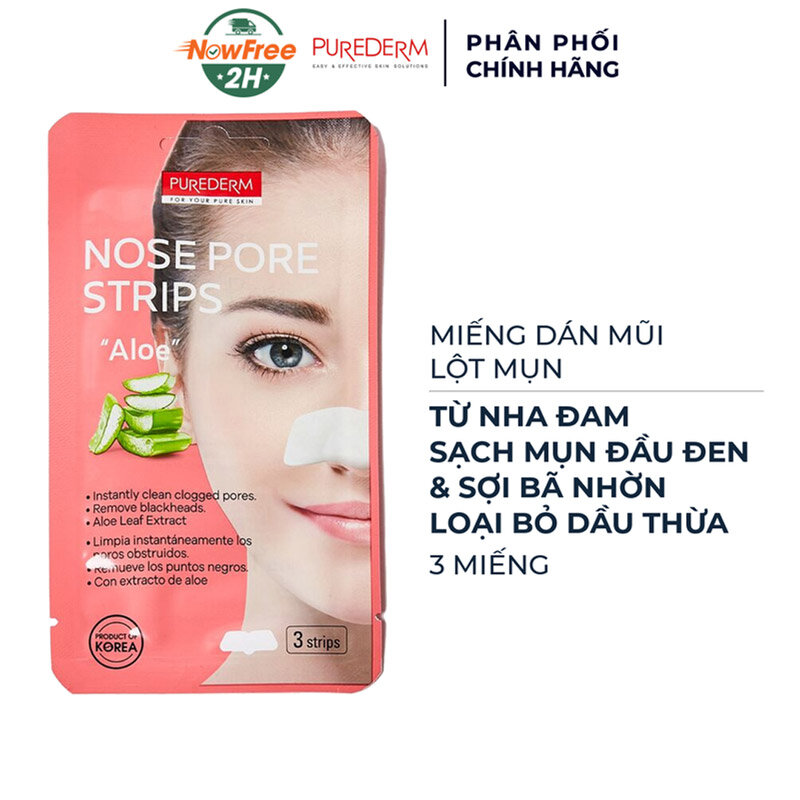 Miếng Dán Mũi Lột Mụn Purederm Nha Đam (3 Miếng)