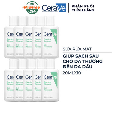 [Mini] Combo 10 Sữa Rửa Mặt CeraVe Sạch Sâu Cho Da Thường Đến Da Dầu 30ml